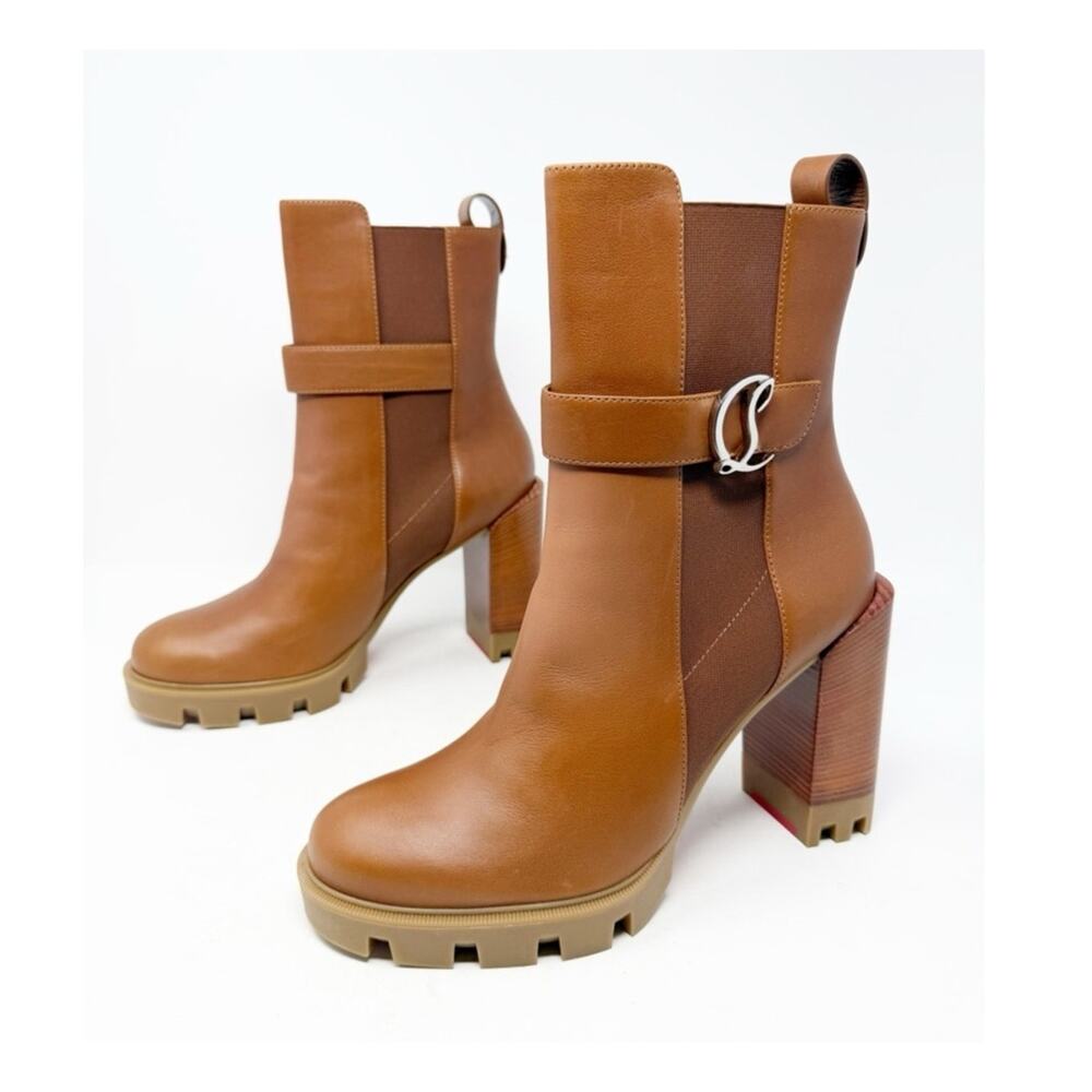 Christian Louboutin CL Chelsea Lug Ankle Boots Block Heel Womens Size EU 41